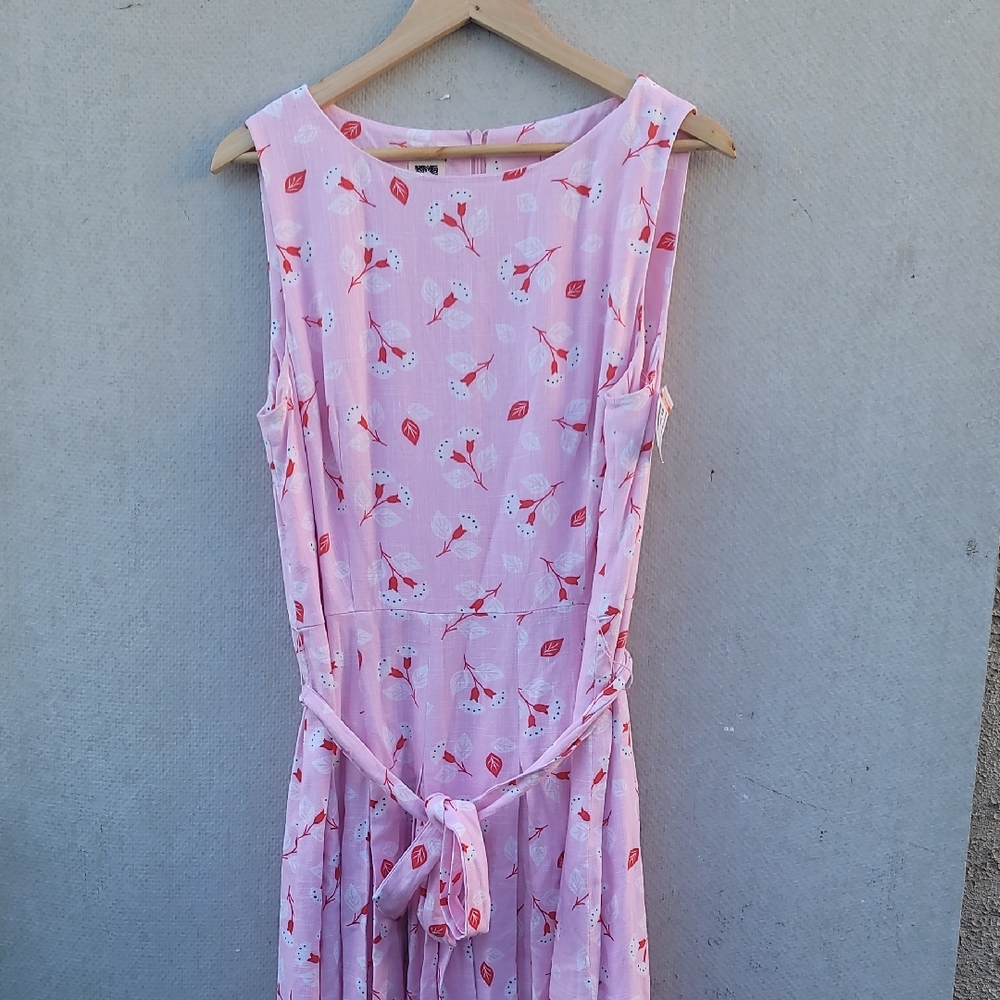Ann Kline Linen Blend Belted  Dress SZ 14